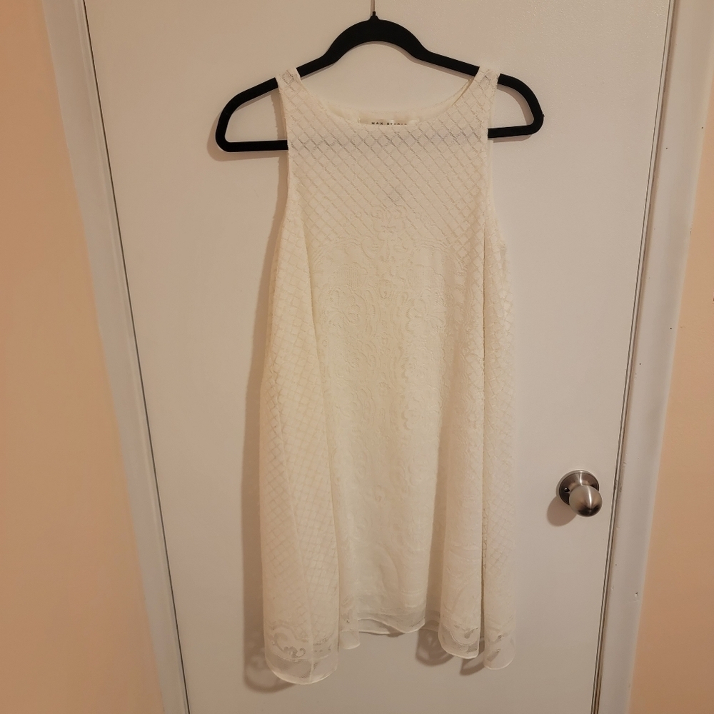 Max Studio Babydoll Dress Womens Medium Lace Ivory Angelcore Coquette Fairy Nwt